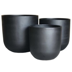 Matte black fiberglass pots