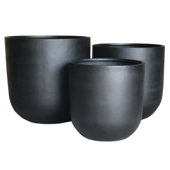 Matte black fiberglass pots