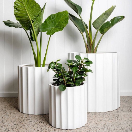 cylinder white pots 