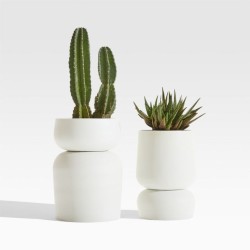 White fiberglass plant pots 