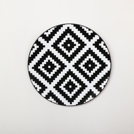 black and white squares porcelain plate 