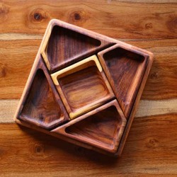 Divided Square sissoo nuts plate 